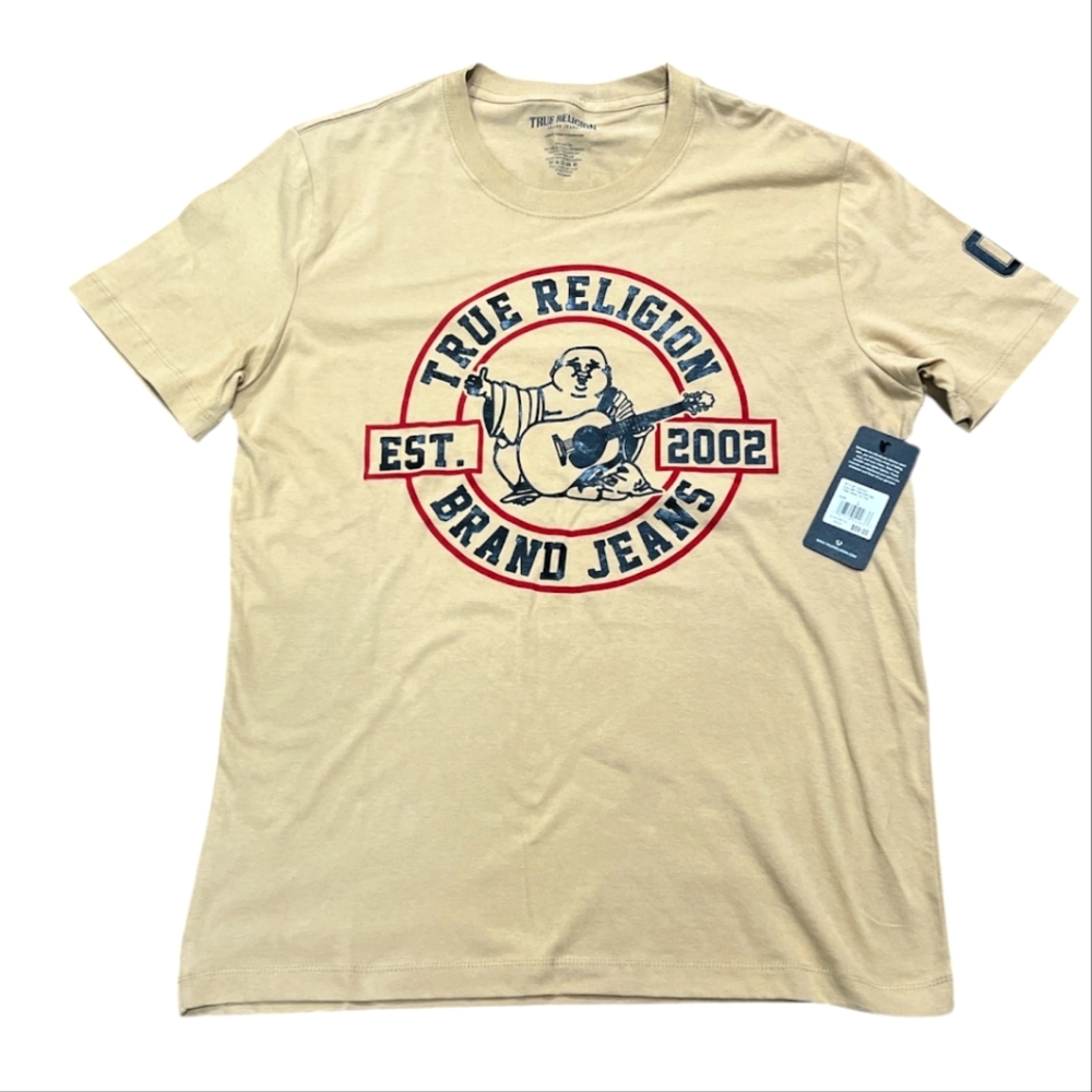 True Religion Men's Beige Graphic T-Shirt